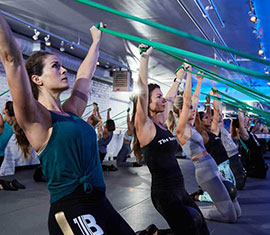 The Barre Code studio with women taking a class