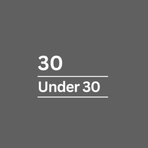 30 Under 30 logo on a gray background